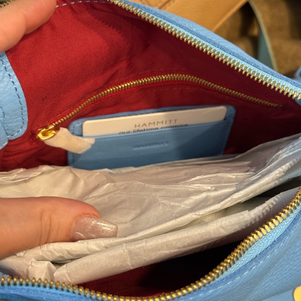 Hammitt Crossbody Bag in Bright Turquoise Blue with Gold Hardware - Picture 7 of 7